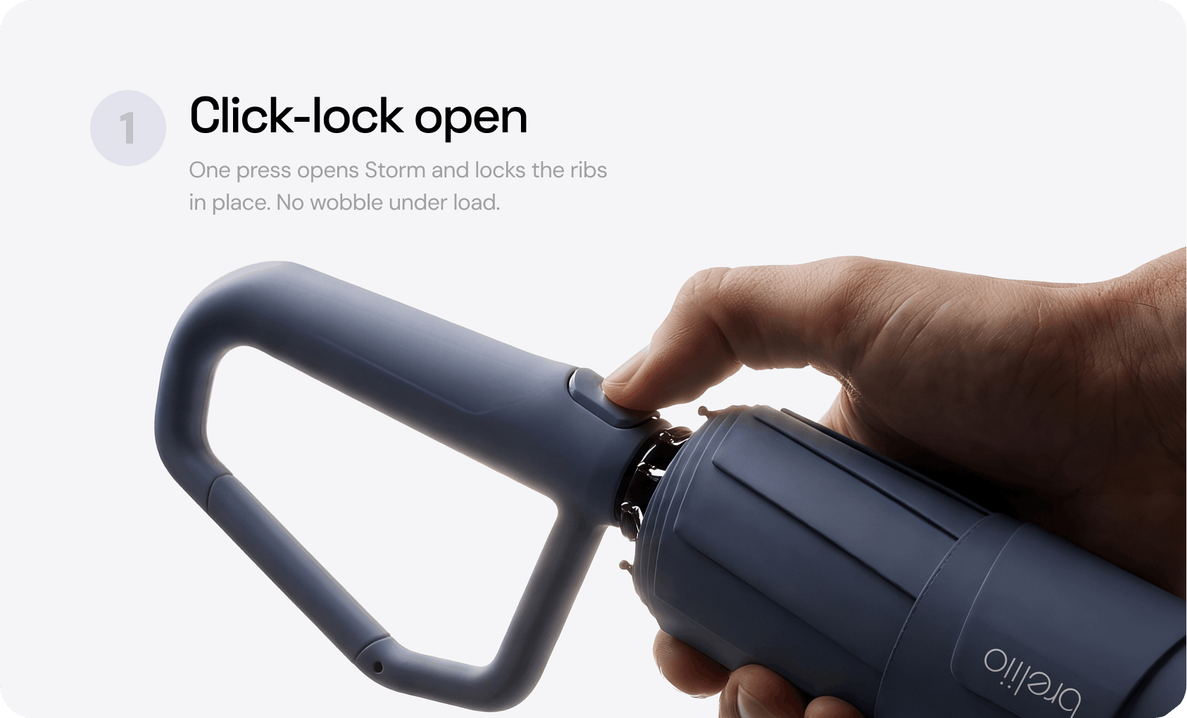 Breliio Storm click-lock open mechanism